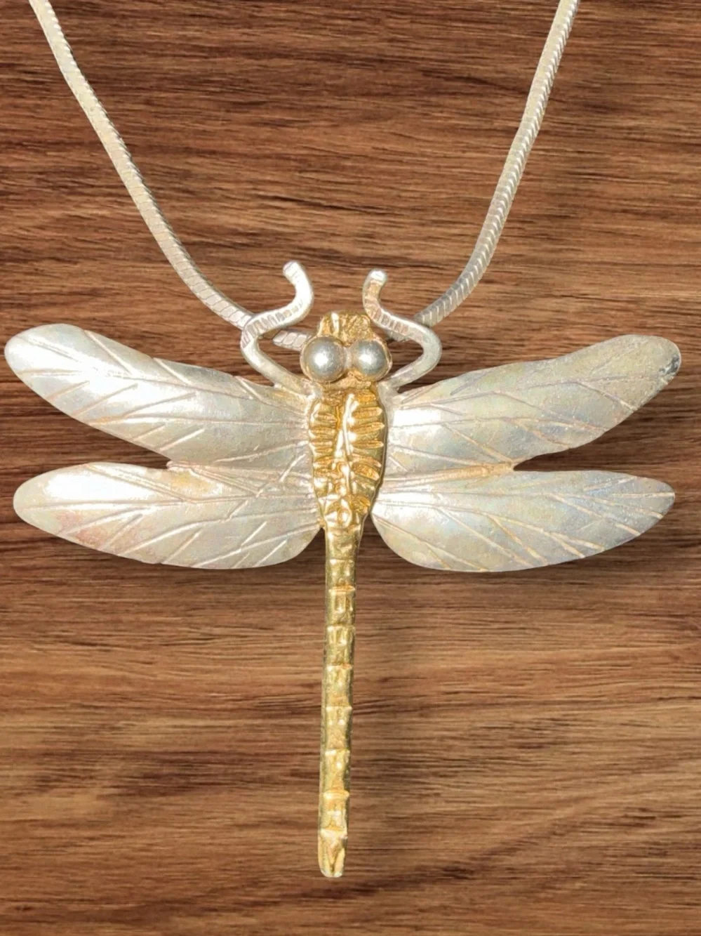 Vintage Sterling Silver Dragonfly Necklace | Italy 925 Chain|Signed COU Sterling